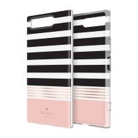 【取扱終了製品】[docomo Select] Kate Spade Protective Hardshell for XPERIA XZ1 Stripe 2 Black/Cream/Rose〔ケートスペード〕