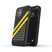 【取扱終了製品】DIESEL Premium Leather Studs Case SS21 iPhone 12 mini Black/Yellow〔ディーゼル〕