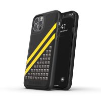 【取扱終了製品】DIESEL Premium Leather Studs Case SS21 iPhone 12 / 12 Pro Black/Yellow〔ディーゼル〕