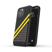 【取扱終了製品】DIESEL Premium Leather Studs Case SS21 iPhone 12 Pro Max Black/Yellow〔ディーゼル〕
