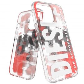 【取扱終了製品】DIESEL Clear Military Brush iPhone 13 Pro Red〔ディーゼル〕