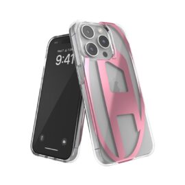 DIESEL Oval D Clear iPhone 15 Pro Pink Metallic