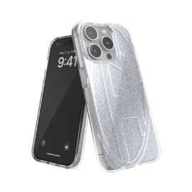 DIESEL Oval D Glitter Silver iPhone 15 Pro〔ディーゼル〕